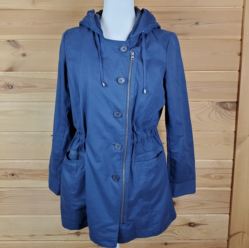 J Jill Blue Removable Fleece Lined Jacket Women's Size MP